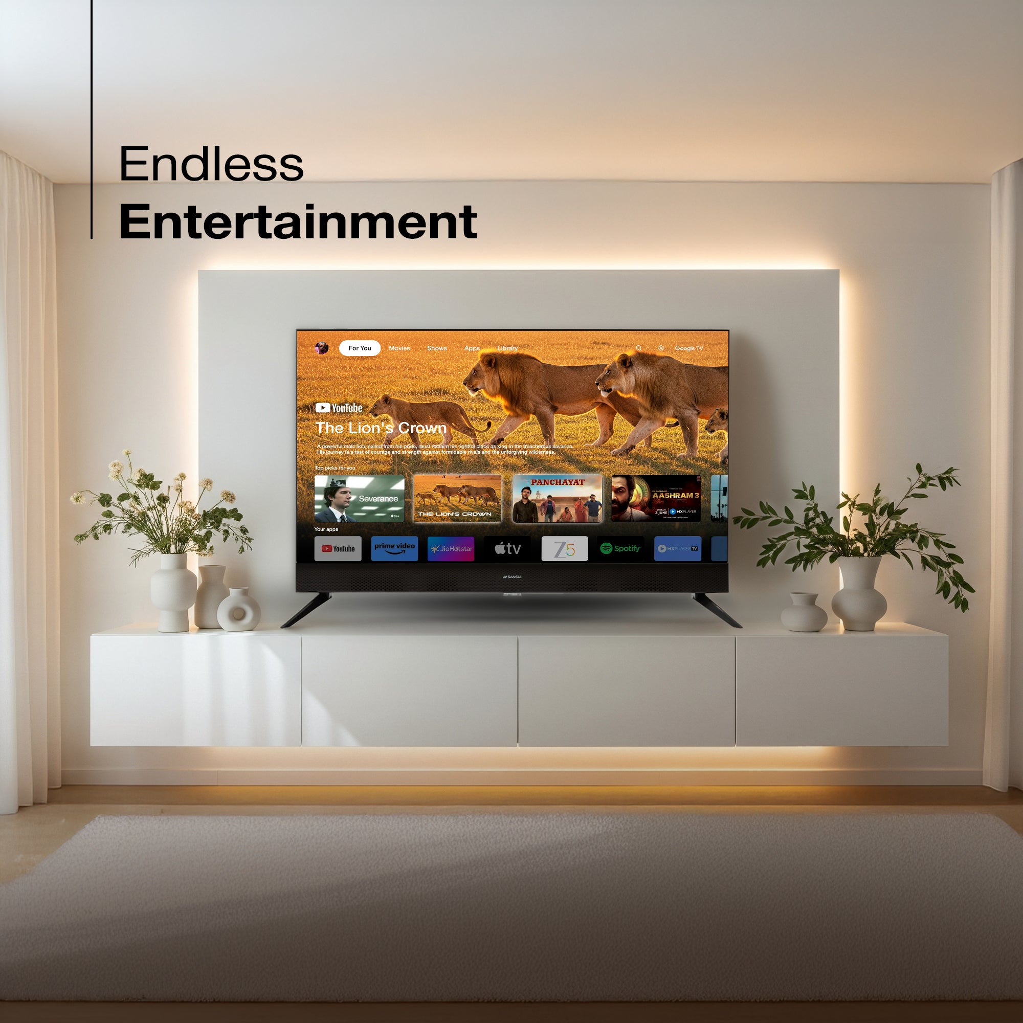 Sansui 80 cm (32) Google Smart TV with HD QLED, HDR10, HLG, Filmmaker Mode & Dolby Audio (JSS32GSQLED) - Image 5