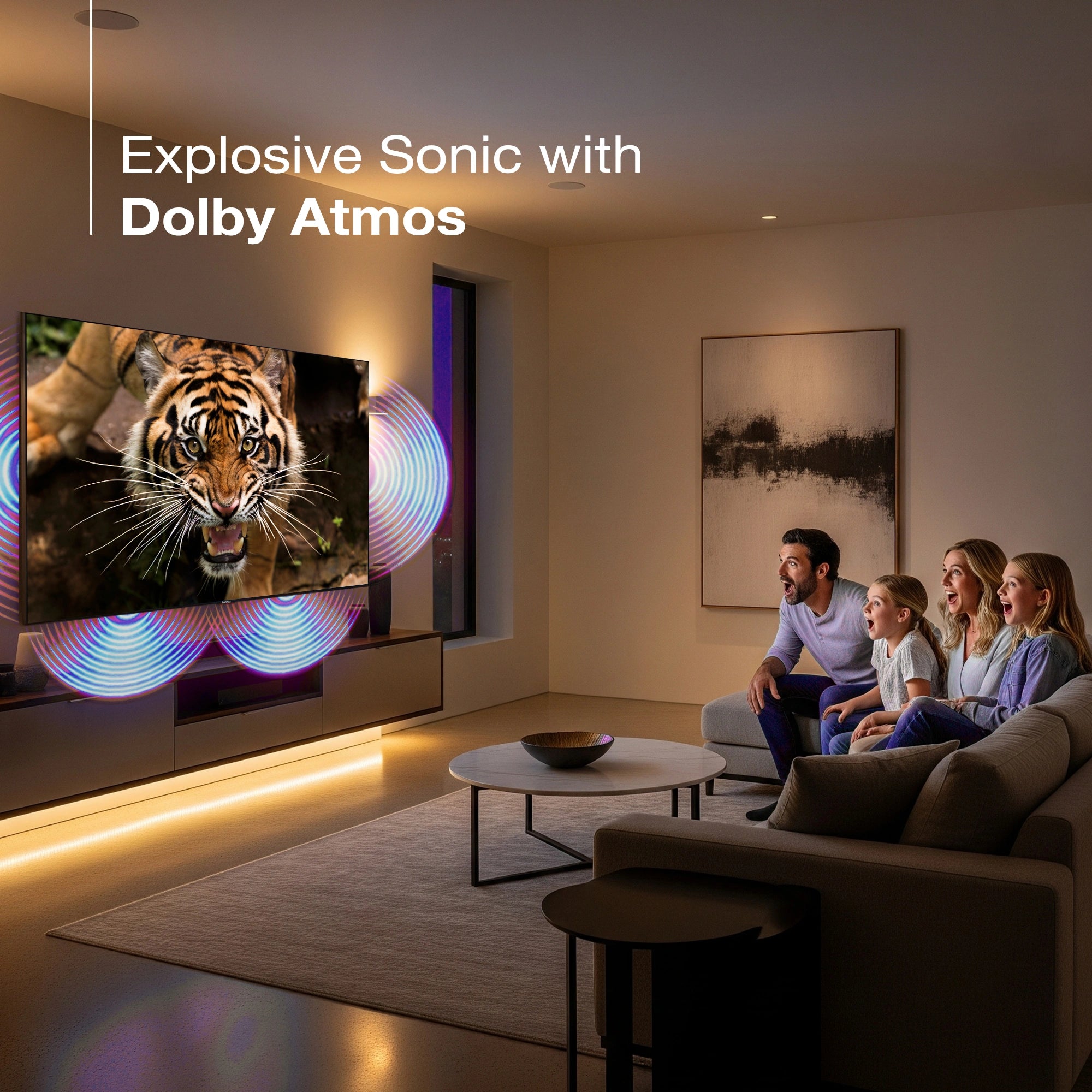 Sansui 140 cm (55) Google TV QLED (4K), HDR10+, HSR 120 Hz with Dolby Vision, Dolby Atmos & 30W Box Speaker (JSW55UG23Q) - Image 4